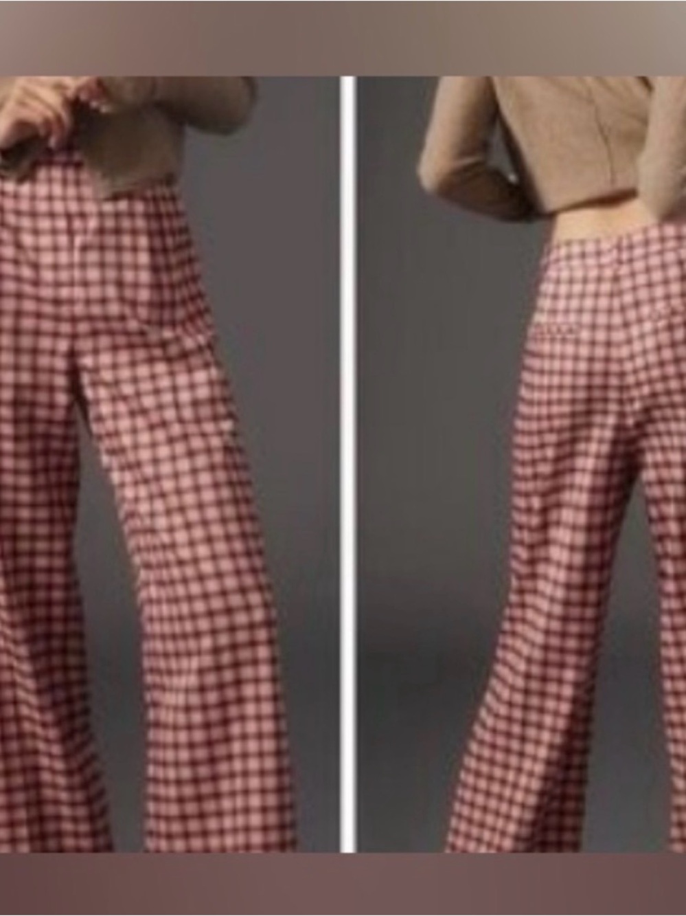 FRNCH Pink Plaid Wide-Leg Trousers
